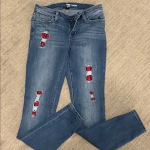 Gap Distressed with plaid underlay Jean Leggings